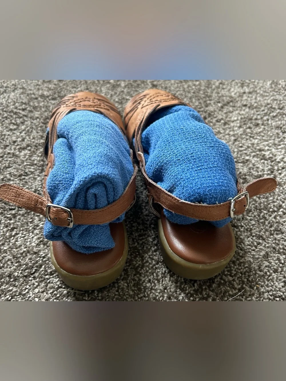 Women’s Comfortable Tan Leather Huarache Sandals with Adjustable Straps sz 61/2 - Picture 3 of 6